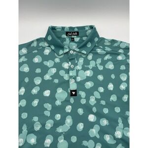 Bad Birdie Polo Shirt Mens Large Teal Green Pattern Golf Performance Waterboy